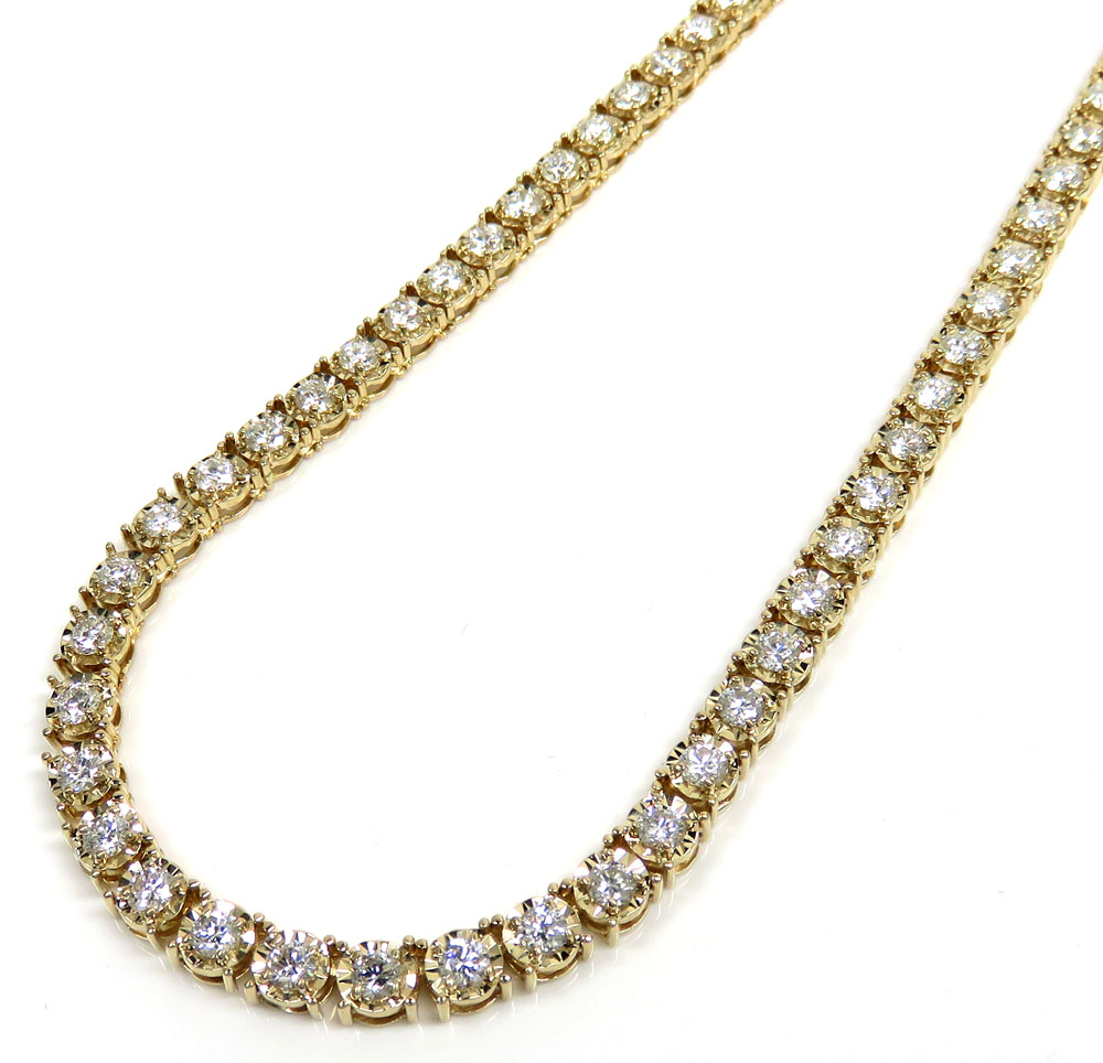 14k gold 10 pointer lab grown cvd tennis illusion chain 11ct 18-26