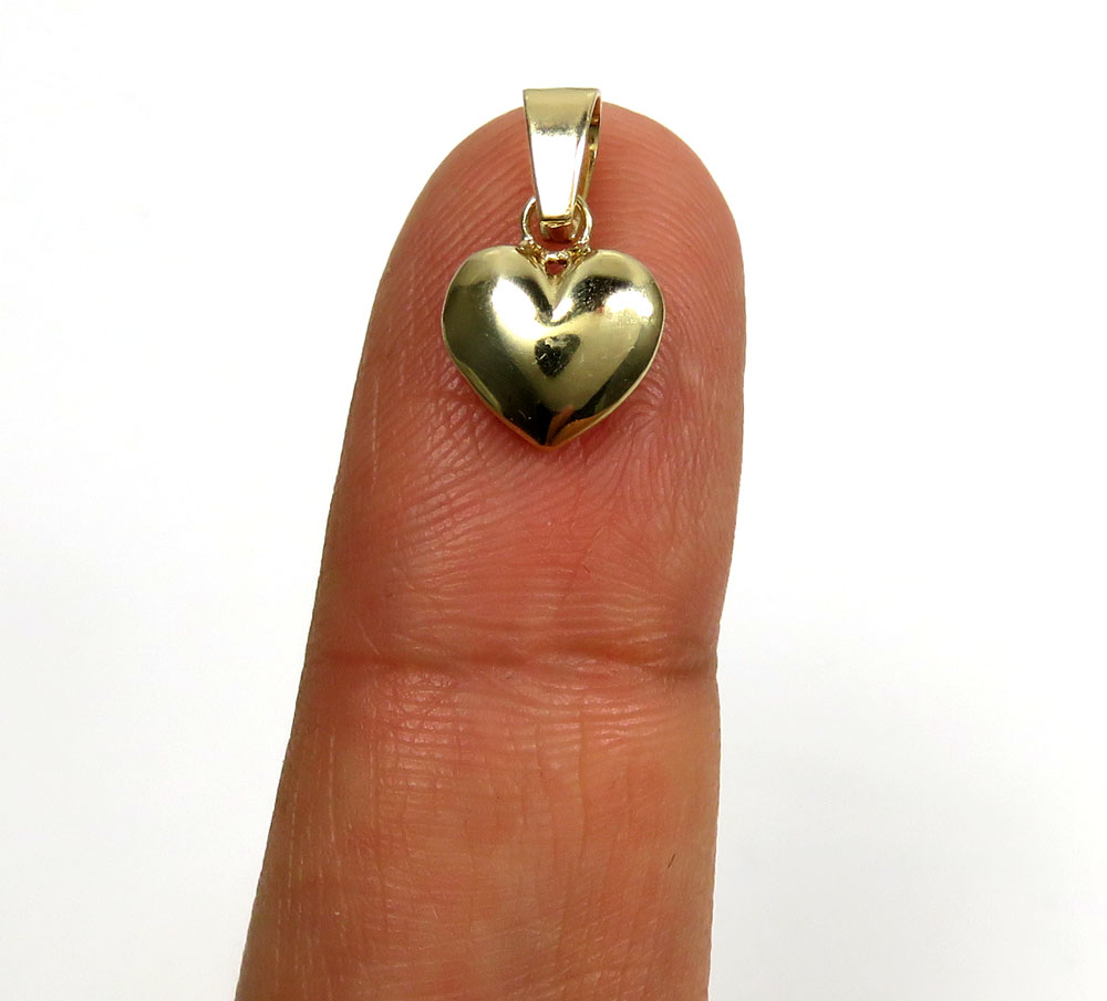 14k gold mini solid puffed heart pendant 