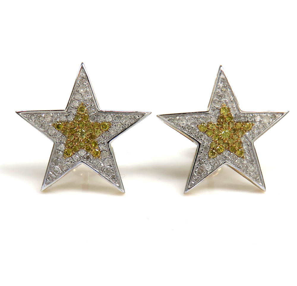 10k yellow gold canary diamond star earrings 0.70ct