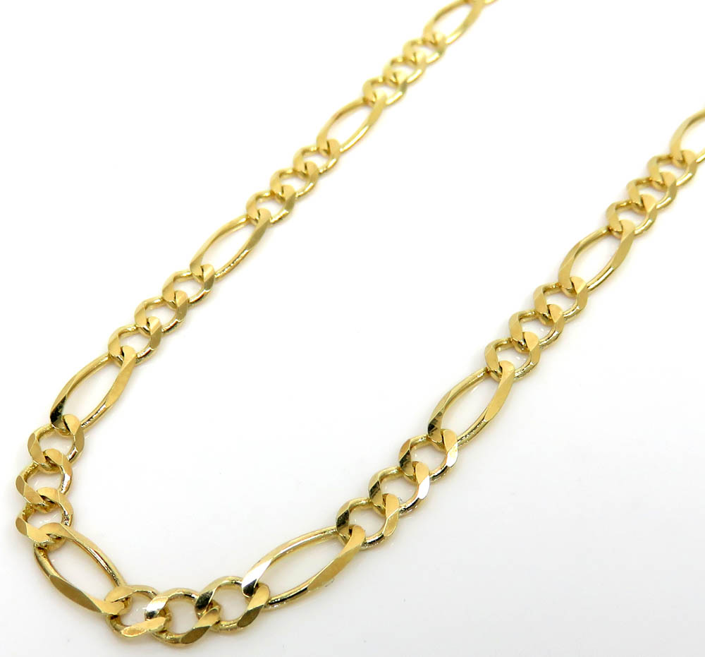 14k yellow gold solid figaro link chain 18-24 inch 3.50mm