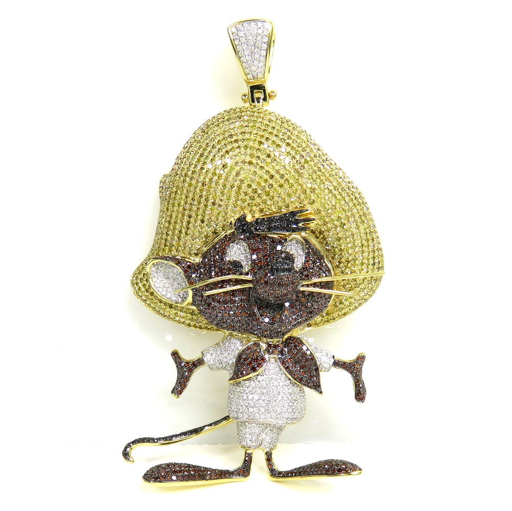 10k yellow gold diamond speedy gonzales pendant 11.25ct