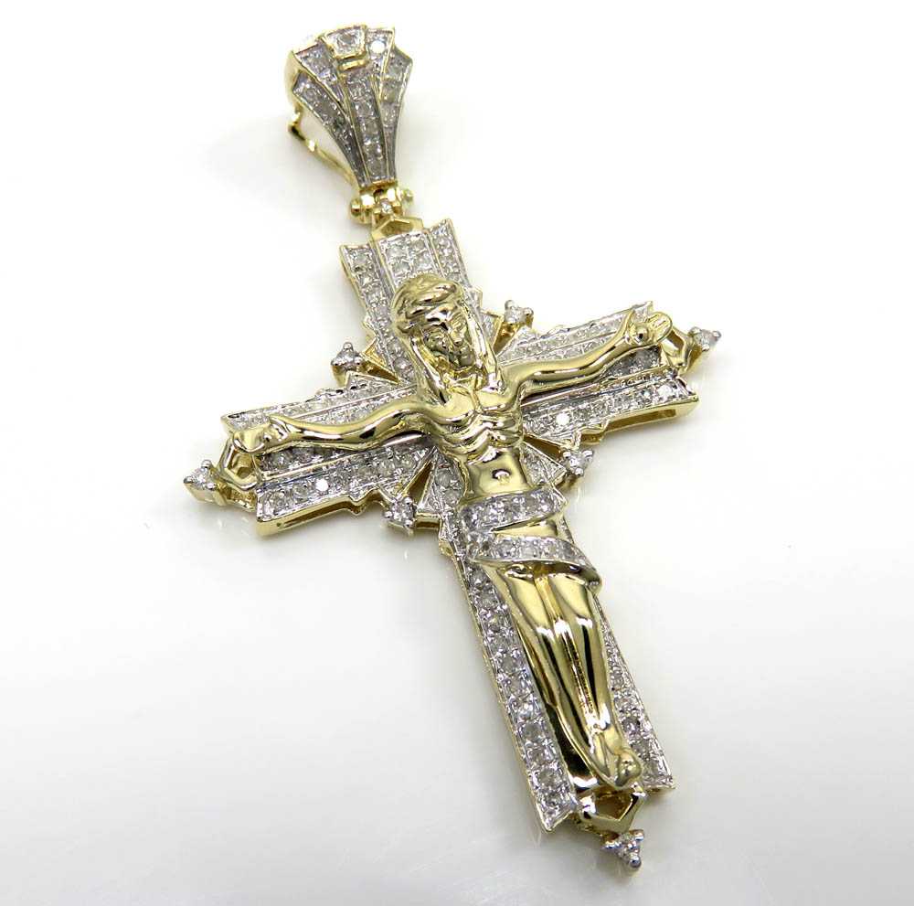 Buy 14k Yellow Gold Fancy Diamond Jesus Cross 0.75ct Online at SO ICY ...