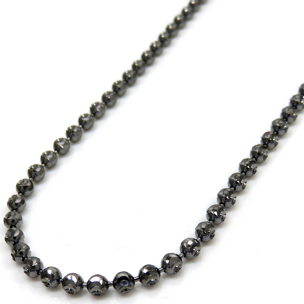 Buy 14k Black Gold Crescent Moon Cut Ball Bead Chain 20-24' 2mm Online at  SO ICY JEWELRY