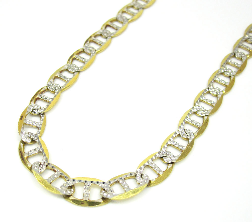 10K Yellow Gold Solid Diamond Cut Mariner Link Chain 26 Inch 6mm