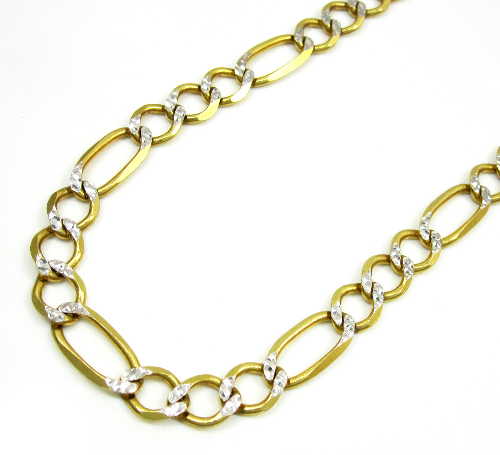 Buy 10k Yellow Gold Diamond Cut Figaro Chain 20-26 Inch 7.2mm Online at ...