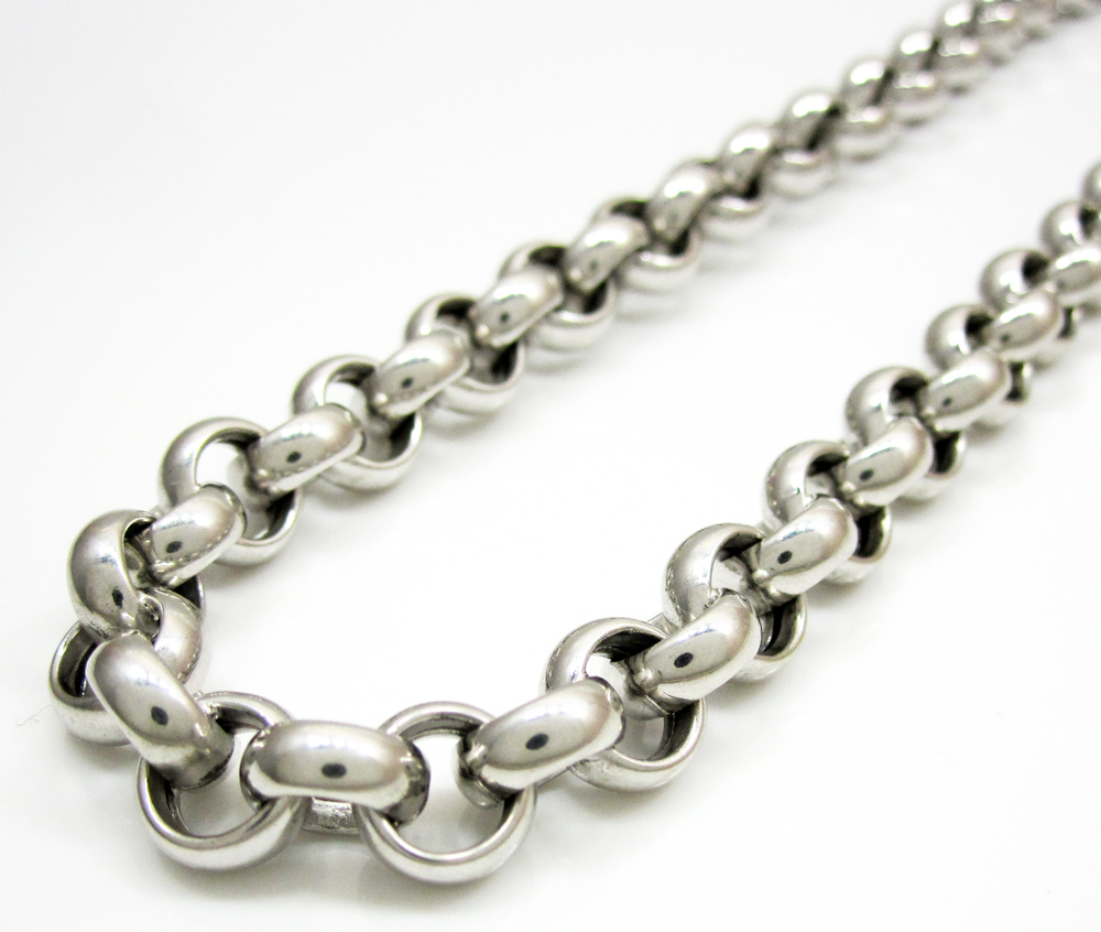 8mm Mens Cable Rolo Link Silver Tone Stainless Steel Necklace Chain 18-30