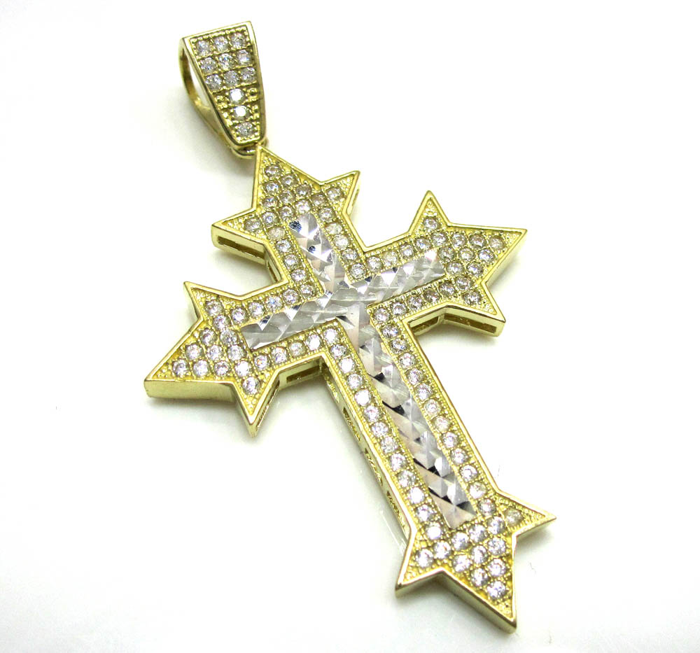 Buy 10k Yellow Gold Two Tone Cross Pendant Online at SO ICY JEWELRY