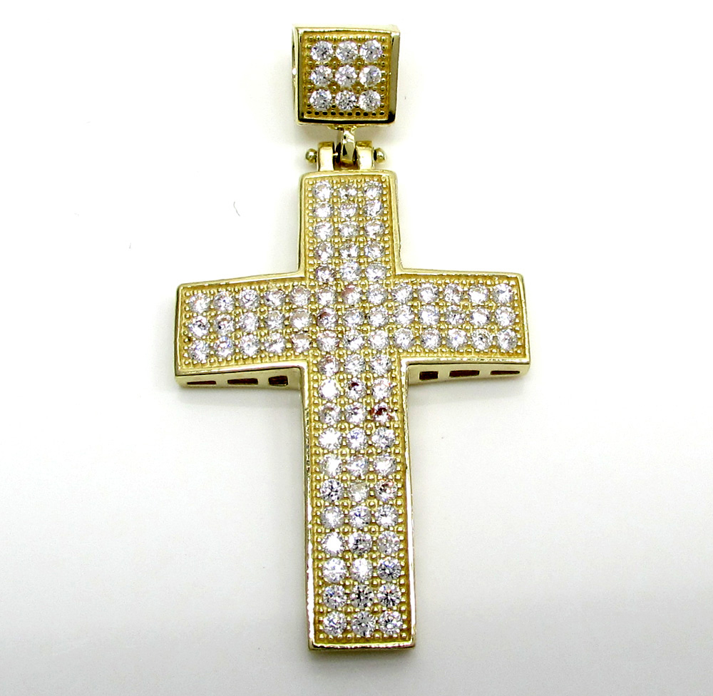 Buy 10k Yellow Gold Mini Cz Cross Pendant 1.10ct Online at SO ICY JEWELRY