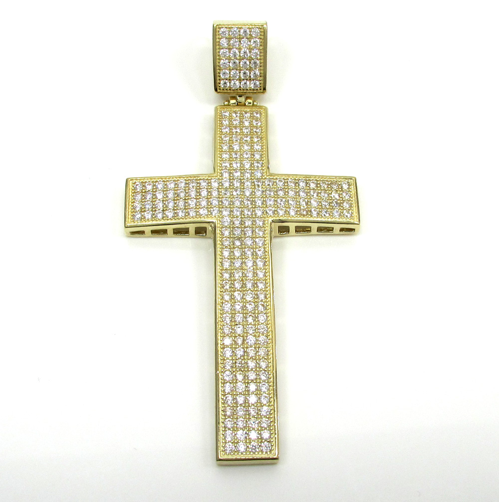 Buy 10k Yellow Gold Large Cz Cross Pendant 1.50ct Online at SO ICY JEWELRY