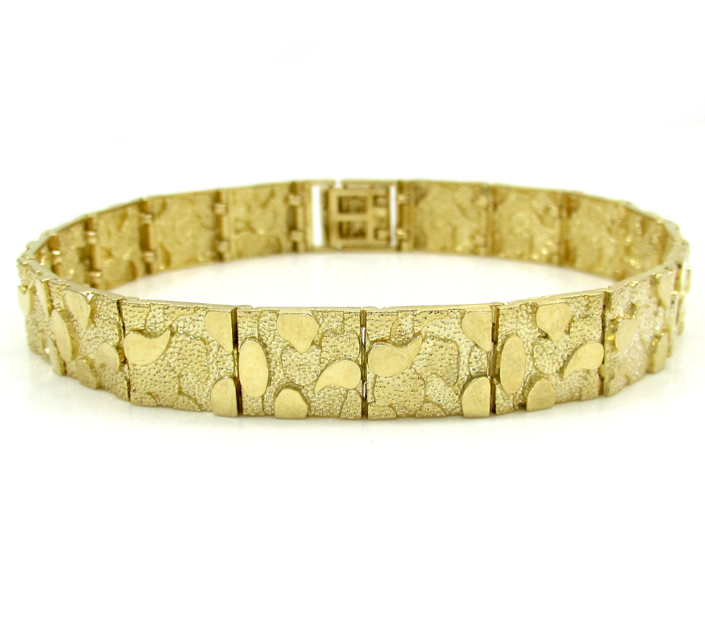 Buy 10k Yellow Gold Small Nugget Bracelet 8.50 Inch Online at SO ICY ...