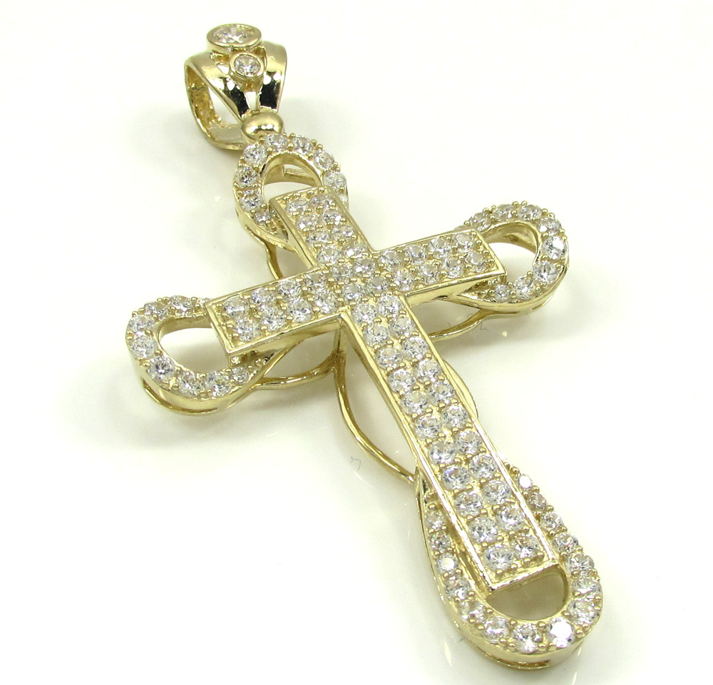 Buy 10k Yellow Gold Medium Cz 3d Cross 3.00ct Online at SO ICY JEWELRY