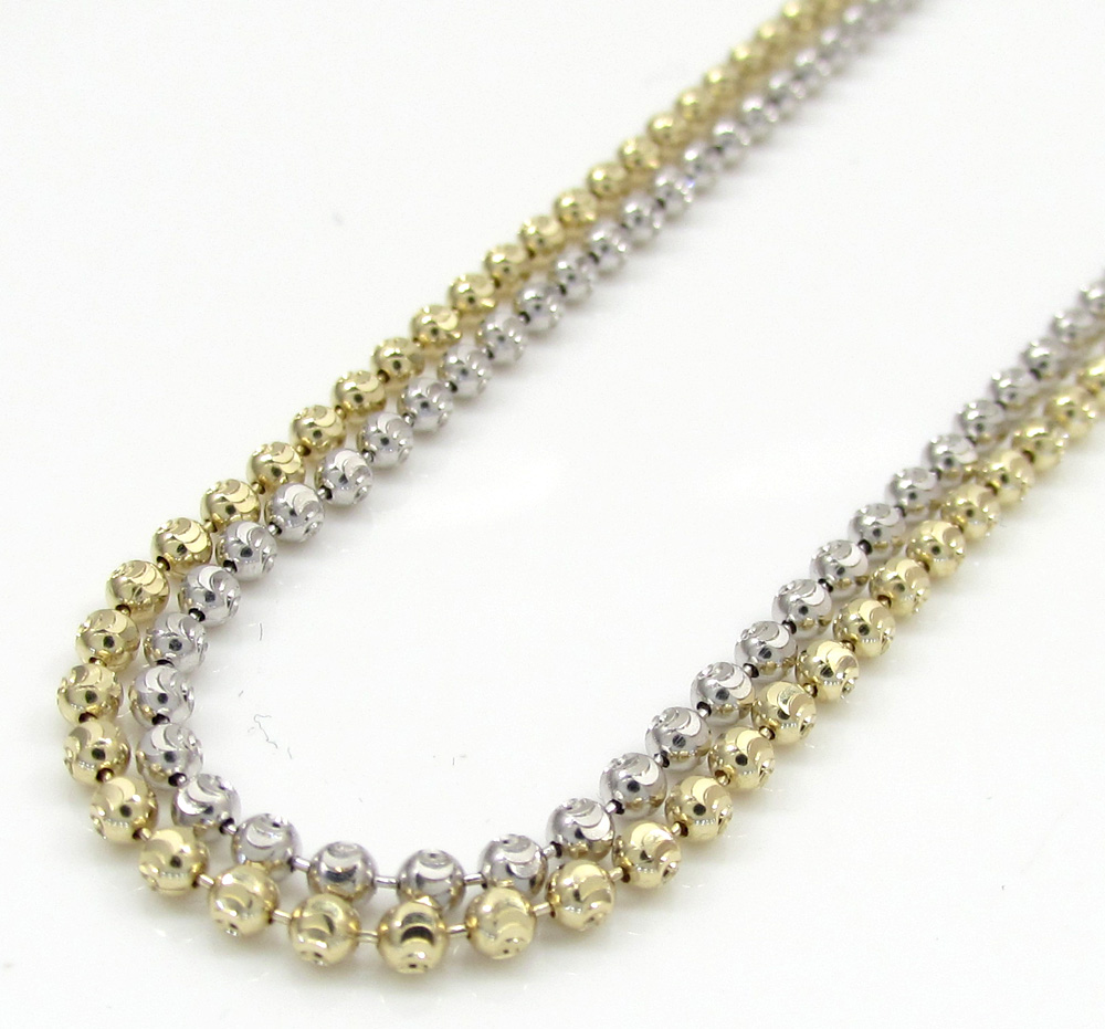 Buy 14k Solid Yellow Or White Gold Moon Cut Bead Chain 18-30 Inch 5mm  Online at SO ICY JEWELRY