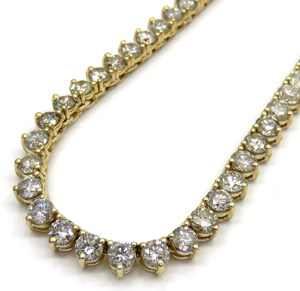 Buy 14k Yellow Gold 3 Prong Round Diamond Tennis Link Chain 27.50 Inches  4.80mm 35.00ct Online at SO ICY JEWELRY