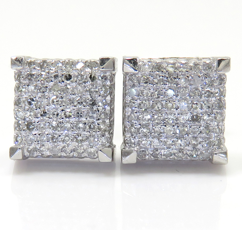 Buy 10k White Gold Diamond 7.50mm Cube Earrings 0.35ct Online at SO ICY ...