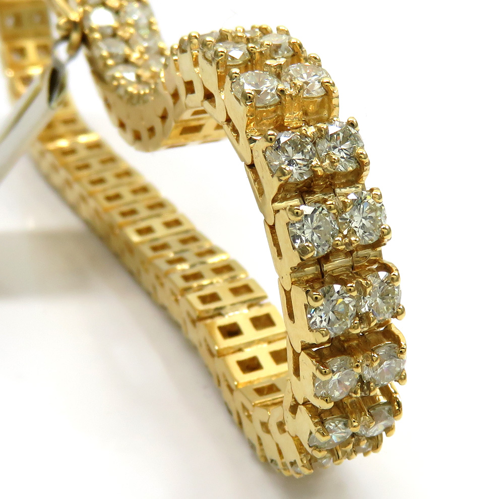 Buy 10k Yellow Gold 2 Row Diamond Tennis Bracelet 8 Inch 14.23ct Online ...