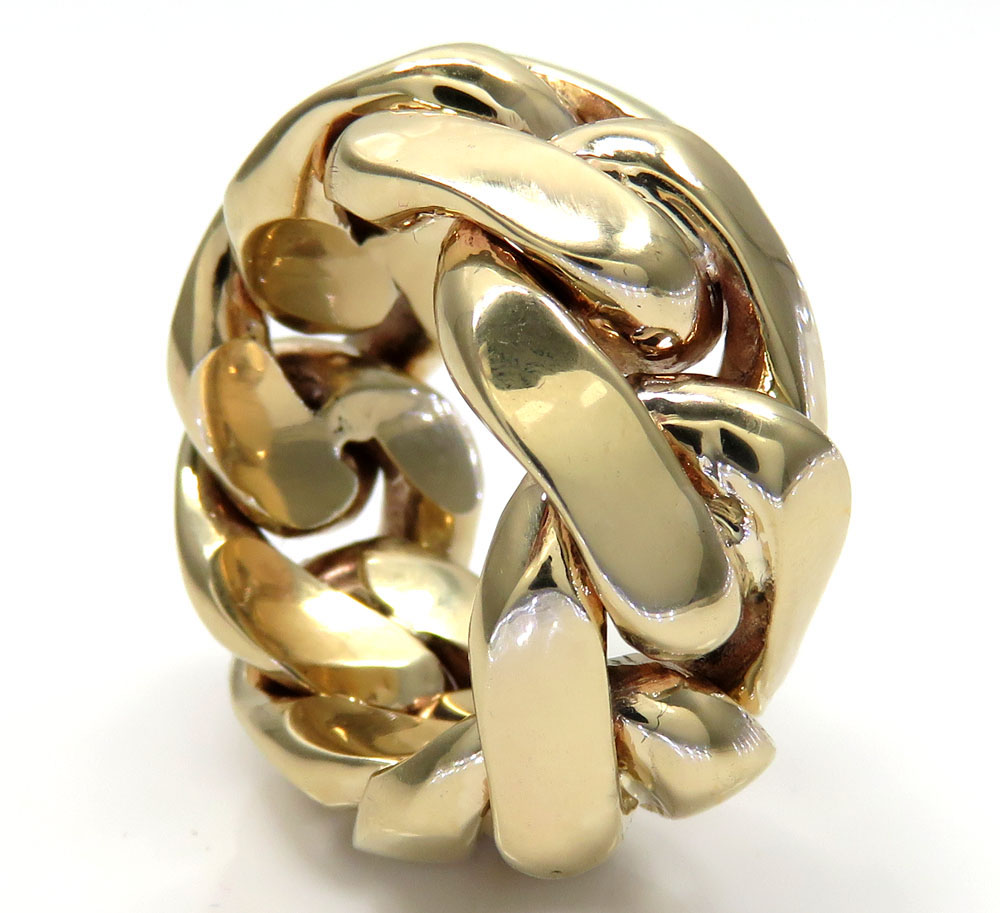 Buy 10k Yellow Gold 15mm Solid Miami Link Ring Online at SO ICY JEWELRY