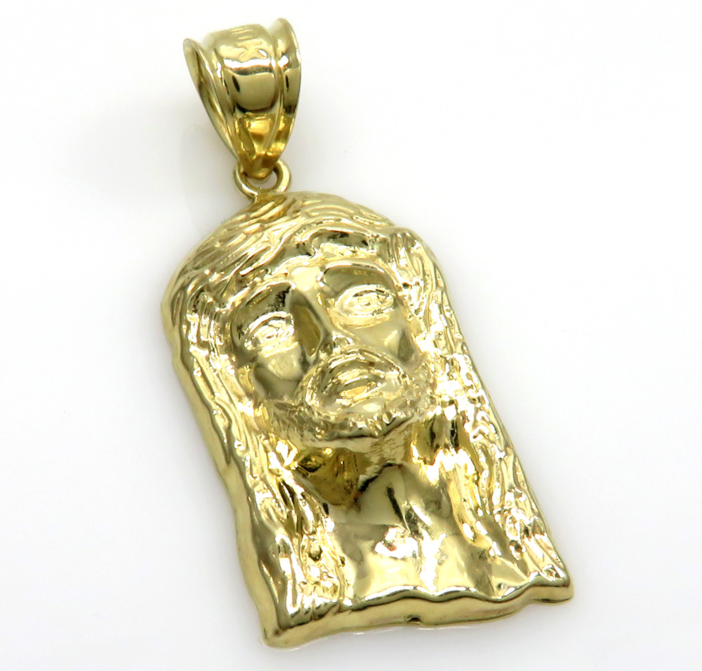 Buy 10k Yellow Gold Small Solid Back Jesus Face Pendant Online at SO ...