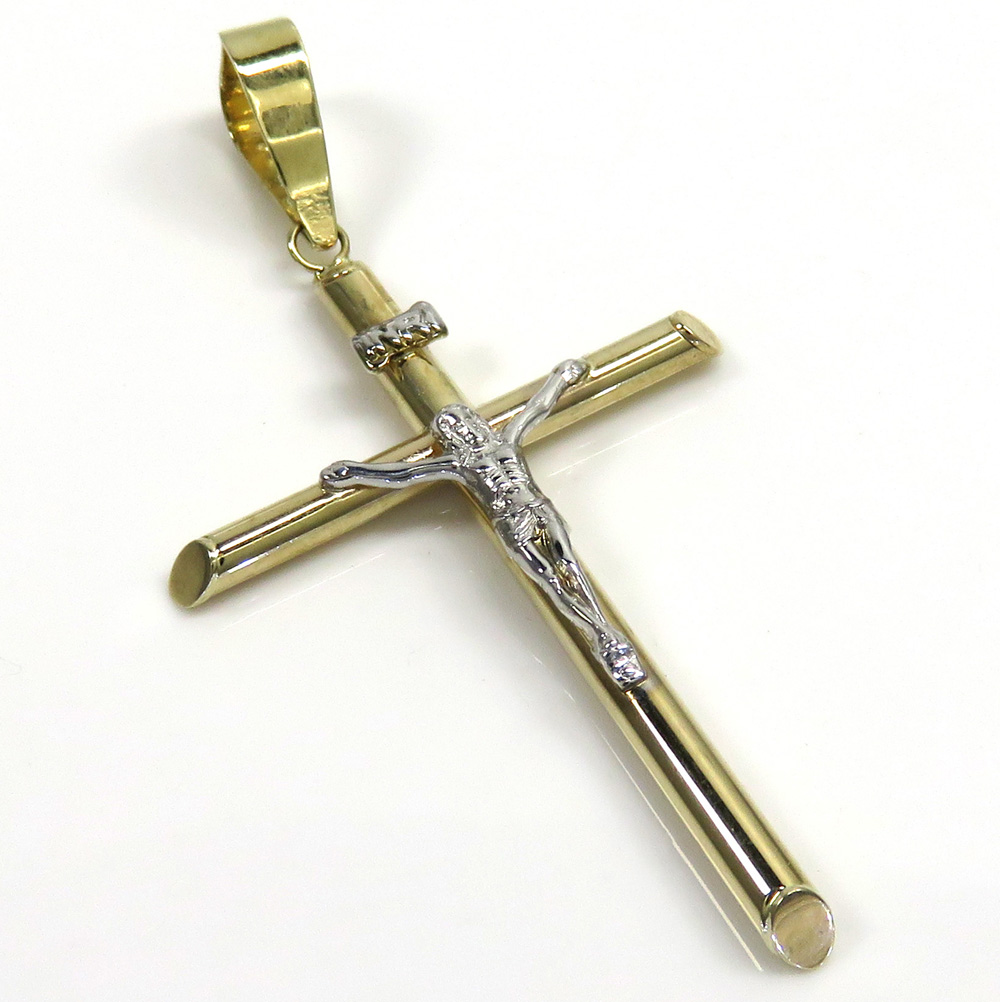 Buy 10k Yellow Gold Hanging Jesus Tube Cross Online at SO ICY JEWELRY