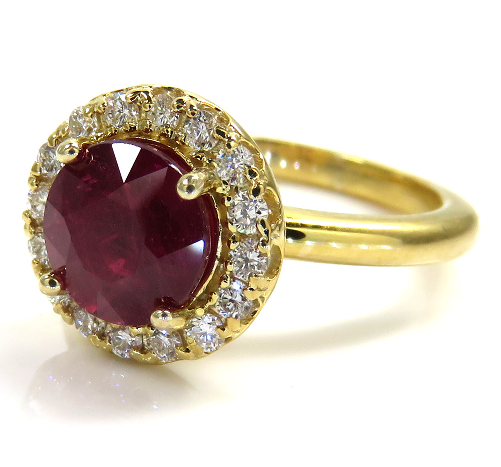 Buy 14k Gold Round Diamond & Ruby Halo Semi Mount Ring 1.70ct Online at ...